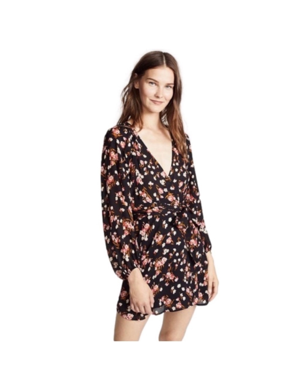 A.L.C. Black Floral Long-Sleeve Tie-Waist Mini Dress WORN ON TV - Picture 10 of 10